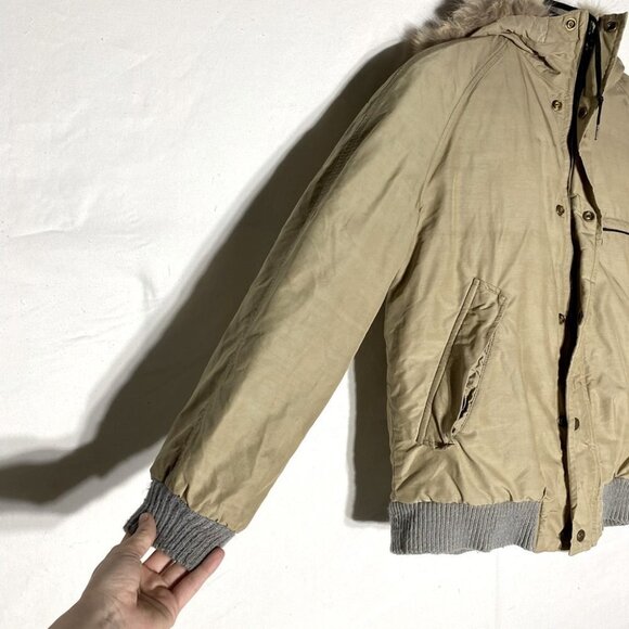 Vintage Eddie Bauer Tan Down Filled Bomber Jacket S - Picture 9 of 16